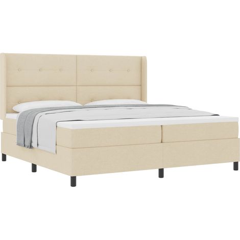 Maison Exclusive - Lit à ressorts avec coussin Crème 200 x 200 cm tissu (1/5)