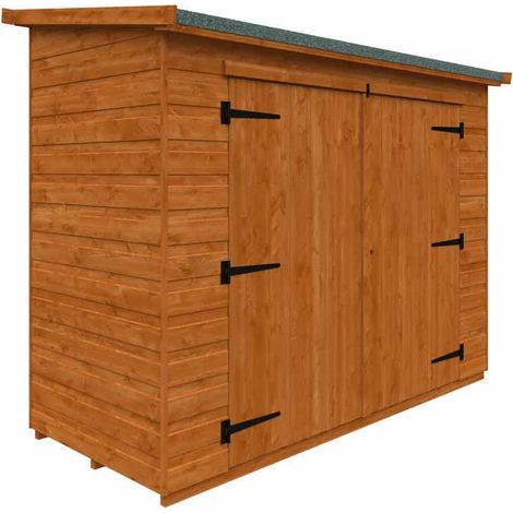 7 x 3 Feet Pent Compact 12mm Shed - Solid Wood/Softwood/Pine - L205 x W85 x H170.4 cm - Burnt Orange
