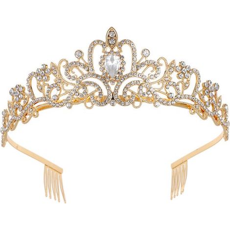 Kroon pour femme - Couronne de princesse - Diadème - Kroon- Diadème doré - Strass - Elegant et durable - Convient à différentes occasions - Ornement de cheveux - Mariage (1/5)