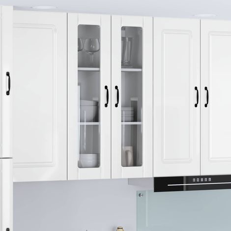 vidaXL Cabinet en verre mural LUCCA Blanc brillant 60 x 31 x 100 cm