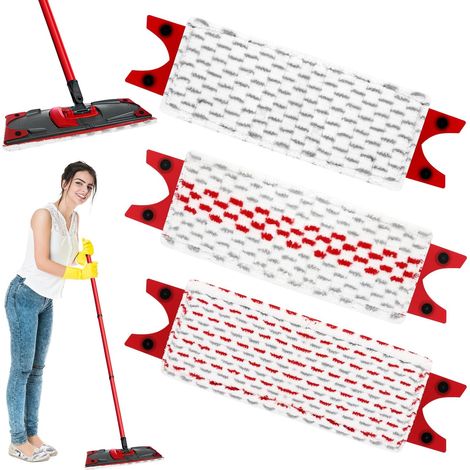 Recharge Vileda UltraMax 3-Pack - Balai microfibre absorbant 2 en 1 pour sols et taches, 1 de chacune des 3 couleurs.