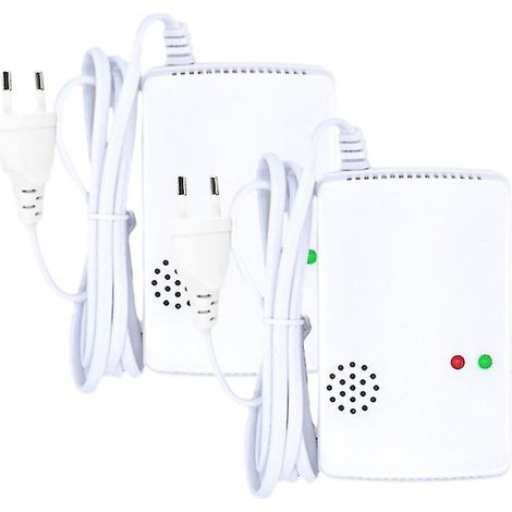 BEBUSINGOTO Detector de monóxido de carbono independiente, detector de gas, sensor de alarma de gas, detector de fugas de gas metano propano, enchufe europeo, 2 unidades (1/5)