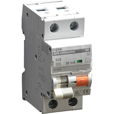Disjoncteur différentiel 25A/300mA Type AC 6kA - Digital electric 03326