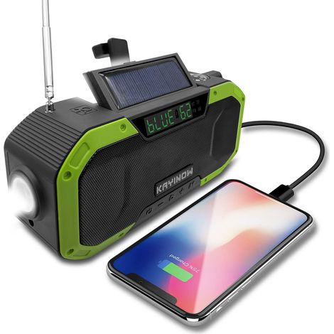 Radio Dynamo Portable de Survie avec Batterie 5000mAh - Chargeur USB pour Smartphone - Lampe Torche, FM/AM - Radio Solaire à Manivelle…