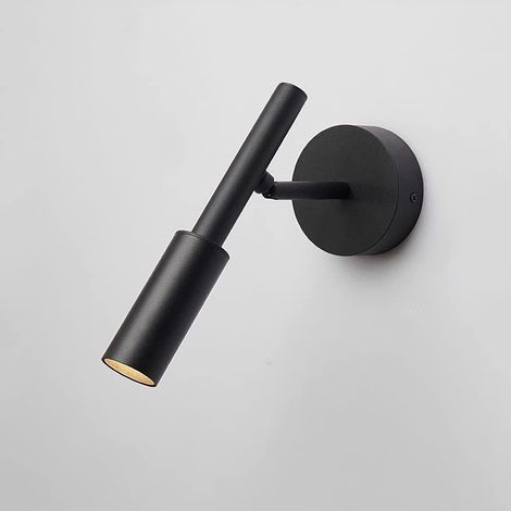 Applique da parete a LED decorativa in stile industriale, 7W regolabile, in metallo, luce bianca calda 3000K, per soggiorno, camera da letto o corridoio, colore nero. (1/5)