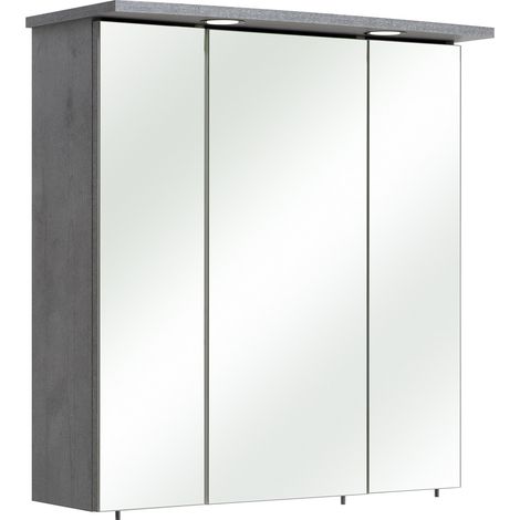 Armoire à Miroir, Bois, Aspect béton, 20 x 65 x 72 cm