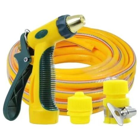 1 Ensemble Tuyau d'eau flexible arrosage d'arrosage tuyau jardin arrosage d arrosage jet d'arrosage lavage haute pression tuyau de jardin Yellow (1/4)