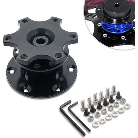 Moyeu de dégagement rapide de volant de voiture Adapt Universal Snap Off Moyeu de volant Race/Rally/Motorsport (Noir) (1/5)