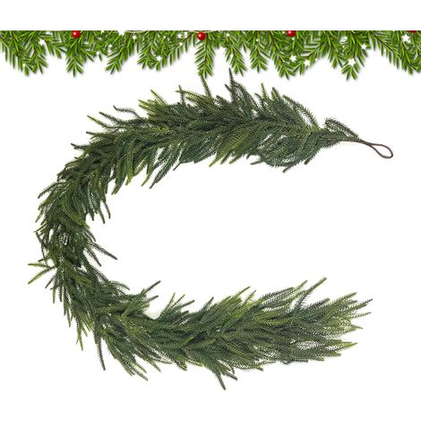 Guirlande De Pin Réaliste Au Toucher Réel Décorations Fermières Guirlande De Cèdre Réaliste Pour Manteau De Cheminée, Cheminée, Escaliers, Porche, Maison, Fête, Décoration De Bienvenue (1/5)