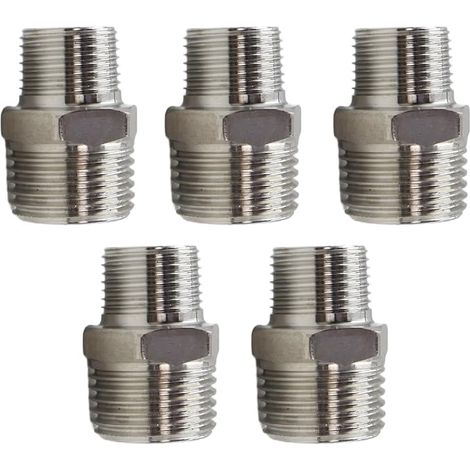 Lot de 5 raccords hexagonaux réducteurs mâles à compression à froid BSP 1/2" à 3/8", en acier inoxydable (1/5)