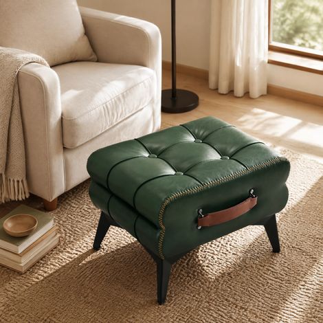 Tabouret portable multifonction vert à poignée OKMYHOME (1/5)