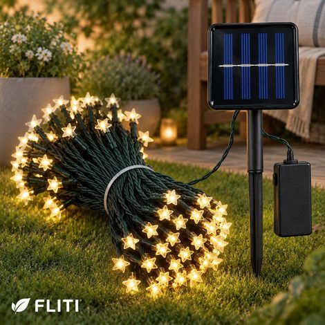 FLITI Guirlande Lumineuse Solaire Étoiles 3.5m 10 LED Blanc Chaud 8 Modes Extérieur Jardin (1/5)
