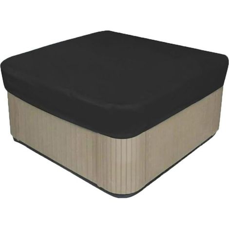 Bâche de protection noire en polyacrylonitrile pour piscine extérieure carrée, anti-feuilles, Oxford 210D, résistante à la poussière, pour spa ou baignoire balnéo - 218 x 218 x 30 cm (1/4)