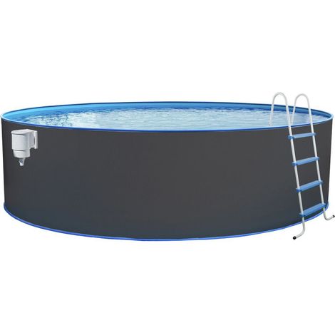 Steinbach Stahlwand Swimming Pool Set "Nuovo rund", anthrazit, Ø 450 x 120 (1/5)