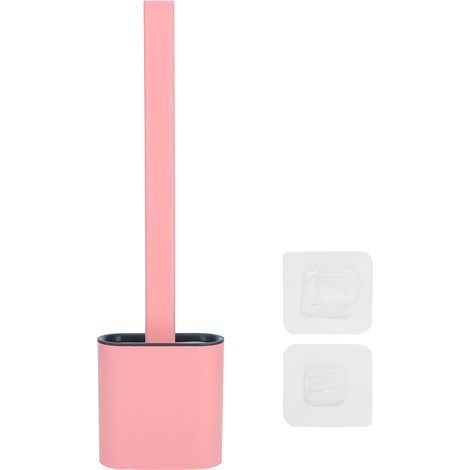 Wandmontierte WC-Bürste mit langem Griff und Halterung – Rosa Badezimmeraccessoire (1/5)