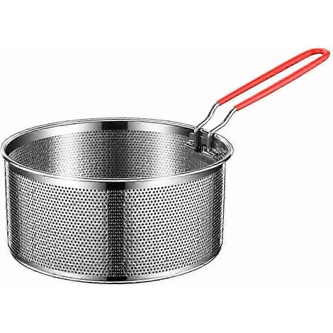 Panier filtre à huile grande capacité pour barbecue, cuisine en extérieur et restaurant, friteuse, en acier inoxydable, maille métallique ronde. (1/5)