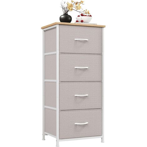 4 Drawer Fabric Storage Chest of Drawers, Ash Grey (1/5)