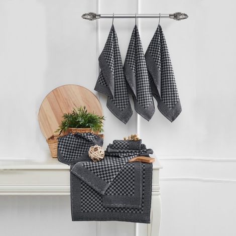 Paño Niga, Lavable en Lavadora a 40°, 10 Unidades, Tono Estructura Antracita, 40x60 cm Negro Antracita (1/5)