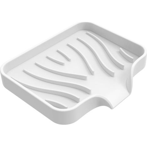 Portasapone in silicone con foro di scarico - Mantiene il sapone asciutto - Per bagno e cucina (bianco) (1/5)