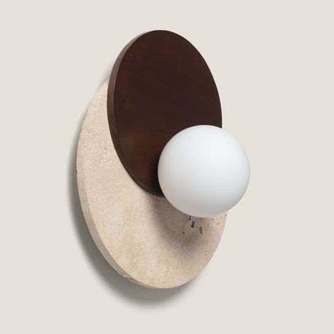 Aplique de Pared Travertino y Madera Enzo Beige ↑30 cm (1/4)