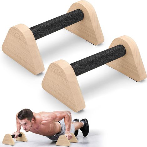 TOBWOLF 2PCS Wooden Push Up Bars, Solid Calisthenics Wood Parallettes Bars for Men Strength Training, Will Not Slip or Wobble, Calis (1/5)