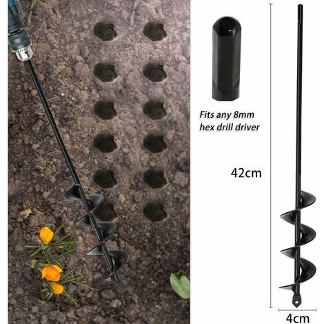 Gartenbohrer 4 x 42 cm – Manganlegierungsstahl – Kompatibel mit 18-V-Bohrmaschinen – Grabt mühelos im Boden (1/4)