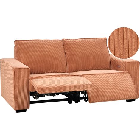 Sofa elektrisch verstellbar 2-Sitzer NUKARI Cord Orange (1/5)