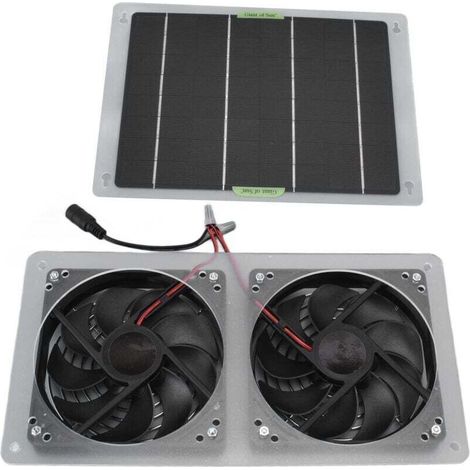 100W 12V Solar Panel Fan Kit, Waterproof Dual Exhaust Fan Solar Panel Set for Home Greenhouse