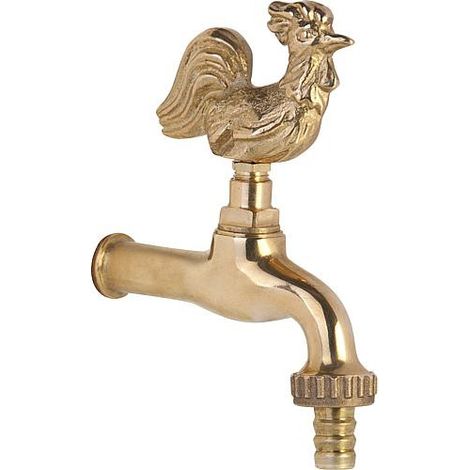 Robinet arrosage `Coq` en laiton sans rosace, raccord flexible racord mural 1/2" (1/2)