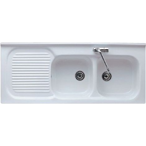 Lavello cucina 2 vasche per mobile 122x50 h5 in ceramica con