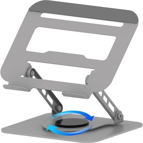 Soporte giratorio de 360° para portátil, compatible con escritorios, ajustable en múltiples ángulos, base elevada, base estable, plegable. (1/5)