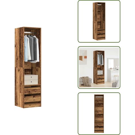 Kleiderschrank Altholz-Optik 50x50x200 cm Holzwerkstoff - Kleiderschrank - Kleiderschränke - Schrank - Kleidung Organizer (1/5)