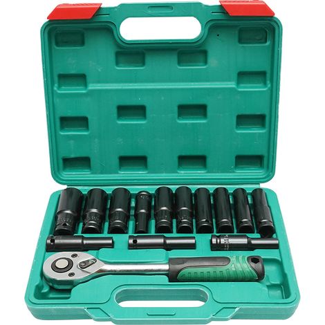 Set di chiavi a bussola a percussione lunghe da 14 pezzi con cricchetto Breckner Germany (1/5)