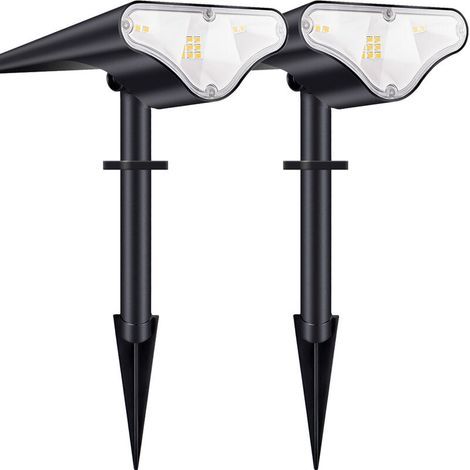 Solar-Außenstrahler, IP66 wasserdichte LED-Solarleuchten, 650 lm verstellbarer Solar-Flutlichtstrahler, warmes Licht für Garten, Hof, Einfahrt und Wege, 2er-Pack (1/5)