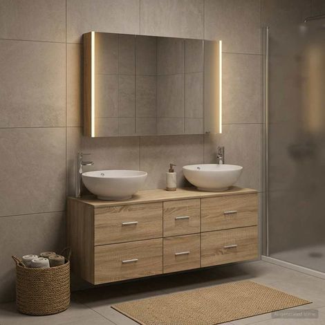 vidaXL Bathroom Furniture Set 4 pcs Sonoma Oak (1/5)