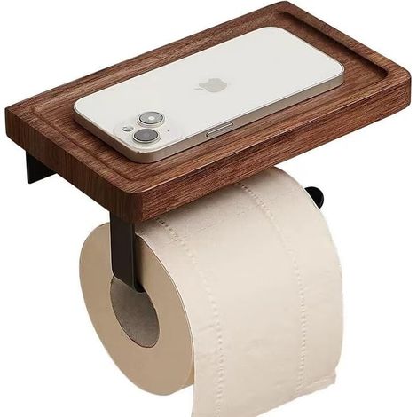 Toilet Paper Holder with Phone Shelf for Bathroom, Wall-Mount Toilet Paper Roll (1/5)
