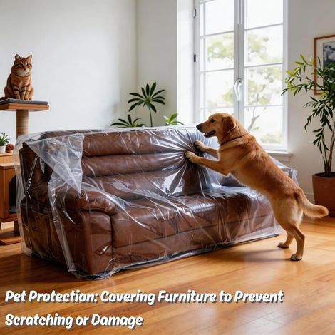 JSSEVN-Furniture Cover Dust-Proof Moving Bag for Sofa & Boxes – Clear, Odorless Plastic –Thick – 4M6M,suitable for L(Tape Not Included) (1/4)