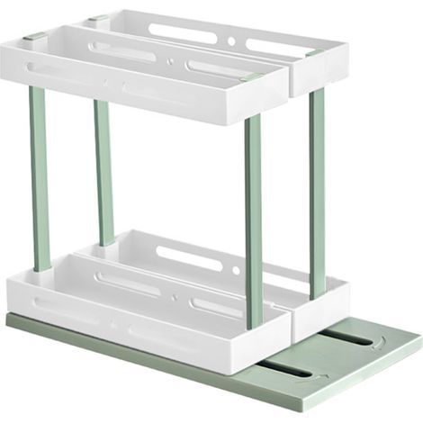 Organisateur d'assaisonnement coulissant et rotatif, 30x25cm, armoire coulissante à 2 niveaux pour cuisine, vert (1/5)