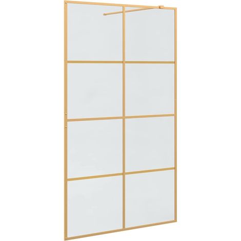 vidaXL  Walk-in Shower Wall  Gold 115 x 195 cm Tempered Glass