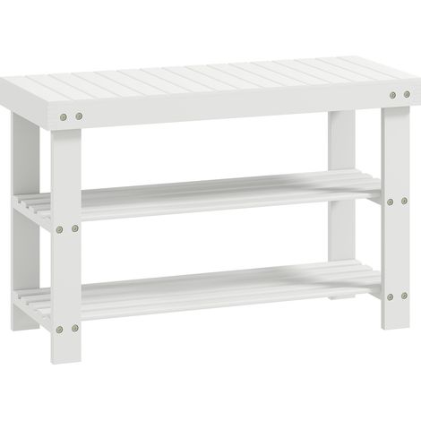 Banc à chaussures bois bambou MAGNY blanc (1/5)