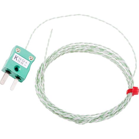 Thermocouple type K Ø 1/0.315mm, L 2m, +250°C max à Fiche mâle miniature ( Prix pour 1 )