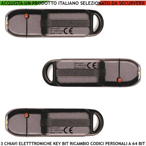 Dallas Chiavi Elettroniche KeyBit DDK 64 Bit 3 Pezzi Contatto Dorato Sfioramento Codice Sicurezza Denver Univoco su 3 Miliardi di Combinazioni Binarie Led Rosso Conferma Attivazione Antifurto Cancello (1/4)