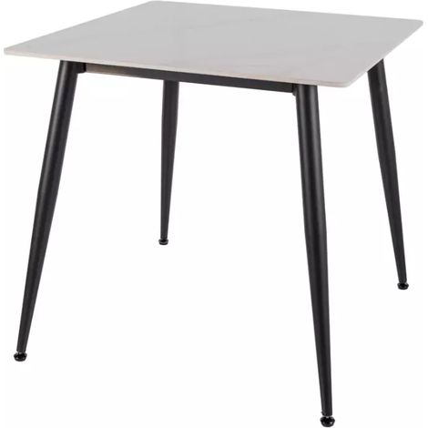 Table carrée 80 x 80 cm céramique blanche & métal SERAFINA (1/5)