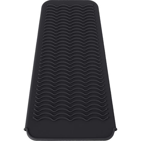 Pochette de rangement en silicone résistant à la chaleur pour fer à lisser, lisseur et rasoir, surface antidérapante, noir (1/5)