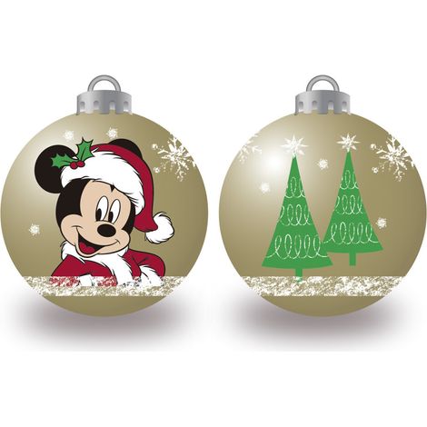 Lot de 10 boules de Noël dorées 6cm - Mickey (1/3)