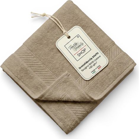 Scendidoccia Bagno Beige 50x70 Spugna Cotone 450 g/m² - Tappetino Doccia Made in Italy (1/5)