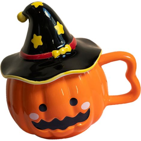 Tazza in ceramica a forma di zucca di Halloween - Cappello nero
