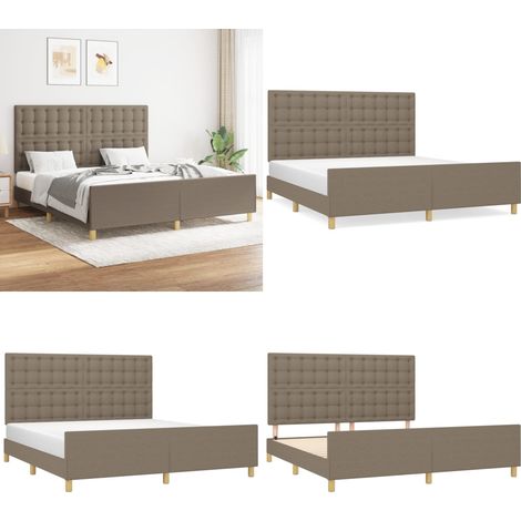 Bettgestell ohne Matratze Taupe 160x200 cm Stoff - Bettsofa - Boxspringbetten - Doppelbett - Lattenrost - Schlafzimmermöbel - Home & Living (1/5)