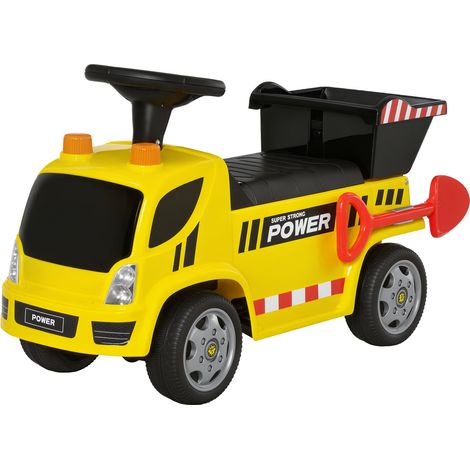 Porteur Enfant Camion 18-36 Mois Benne basculante Pelle Effets sonores Lumineux Noir Jaune