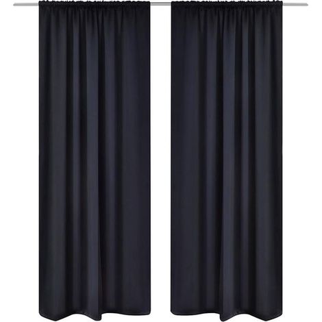 Rideaux occultants noirs avec cantonnière rainurée, 135 x 245 cm (1/4)